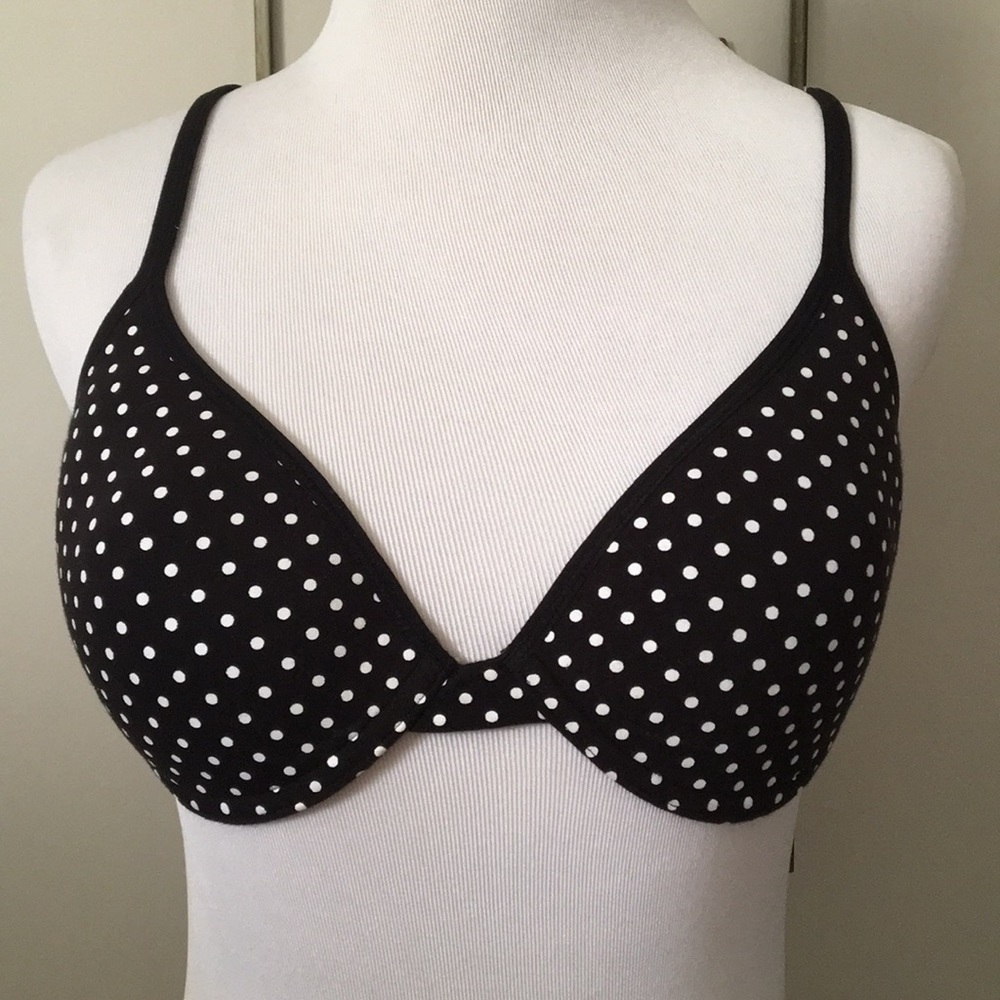 Black Bra with White Polka Dots